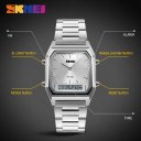 Men Dual Display Wrist Watch Business Style Stainless Steel Strap Watches