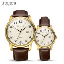JULIUS JA-508 Fashion Quartz Watch Leather Strap Waterproof Calendar Watch