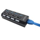 Portable USB 3.0 High Speed Hub with Four Separate Ports with Power Supply