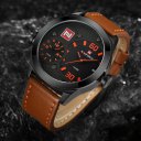 Cool Round Dial Business Dress Men Watch Soft Leather Band Quartz Watches