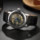 SEWOR Luxury Men PU Leather Strap Hollow Out Design Mechanical Wrist Watch
