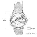 World Maps Airplane Pattern Canvas Straps Quartz Movement Unisex Wrist Watches