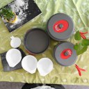 ALOCS CW-C30 Camping Cookware Pot Set Pan Pot Bowl Tableware for 3-4 People