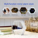 Unique LED Night Light Clock Thermometer Mirror Glass Digital Alarm Clock