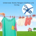 Outdoor Windproof Clothes Line 12 Clamp Clip Socks Underwear Clothing Holder