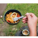 Stainless Steel Bowl With Foldable Handle Outdoor Camping Picnic Tableware