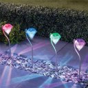 4pcs/set LED Solar Powered Diamond Type Lamp Outdoor Lawn Lamp Decoration