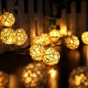 2.2M 20 LED Warm White Rattan Ball LED String Lighting for Holiday Christmas