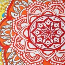 Round Beach Towel Tassel Flowers Pattern 147*147CM Circular Yoga Picnic Mat