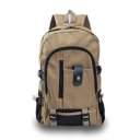 Men's Leisure Travel Canvas Shoulder Backpack Dark Red/Khaki High-capacity