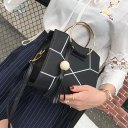 Charming Women PU Leather Wooden Bead Tassels Big Ring Handle Crossbody Bag