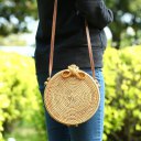 Woven Handbag Bowknot Round Rattan Straw Woven Crossbody Beach Circle Bag