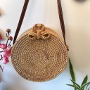 Woven Handbag Bowknot Round Rattan Straw Woven Crossbody Beach Circle Bag