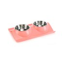 Leak-proof Double Side Stainless Steel Plastic Pet Bowl Water Food Container