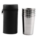 Set of 4 Stainless Steel Camping Cup Mug Drinking Coffee Tea With Case
