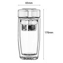 Double Layer Glass Coffee Water Bottle Cup Heat Resistant Insulated Tea Filter