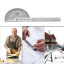 Stainless Steel Protractor 180 Degree Rotation Angle Ruler Measure 100mm Tool
