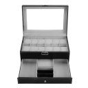 12 Grids Slots Watches Display Storage Box Case PU Leather Double Layers