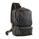 Men Outdoor PU Leather Satchel Bag Chest Bag Crossbody Single Shoulder Bag