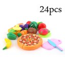 24 Pcs/Set Early Development Children Pretend Play Cut Fruit Pizza Food Toys