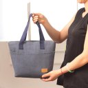 Large Capacity Insulated Hand Bag Durable Canvas Thermal Lunch Bag for Women