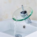 Bathroom Kitchen Sink Round Glass Waterfall Faucet Brass Chrome Basin Faucet