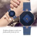 Korean Fashionable Women Diamond Shape PU Leather Strap Quartz Wrist Watch