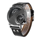 Luxury Men Quartz-watch Dual Time Leather Band Watch HP9591B For Outdoor Travel