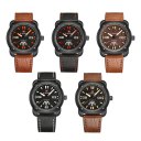 9096 Men Waterproof Watch Leather Wristband Quartz Movement Watches