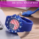 Football Theme Unisex Casual Sport Silicone Flag Pattern Quartz Decor Watch
