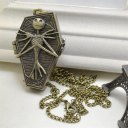 Casual Vintage Flip Quartz Pocket Watch Neck Pendant Corpse Pattern with Chain