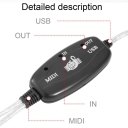 MIDI to USB Interface Cable Adapter for Converter PC to Music Keyboard Cord