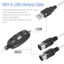 MIDI to USB Interface Cable Adapter for Converter PC to Music Keyboard Cord