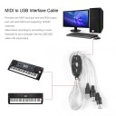 MIDI to USB Interface Cable Adapter for Converter PC to Music Keyboard Cord