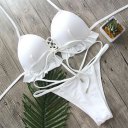 Sexy Swimsuit Bikini Set Push Up Padded Bra White Bandage Lace-up Swimwear