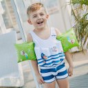 Boys Float Suits Striped One-piece Buoyancy Swimwear Detachable Swimsuits