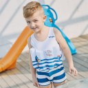 Boys Float Suits Striped One-piece Buoyancy Swimwear Detachable Swimsuits
