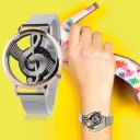Music Note Unisex Watches Stainless Steel Strap Analog Quartz Wrist Watch