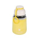 320ML Heart Shape Print Glass Water Bottle Portable Cloth Cover Drinking Cup