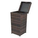 With Top Cover Iron Frame Rattan Trash Can Brown Gradient