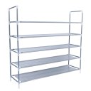 Simple Assembly 5 Tiers Non-woven Fabric Shoe Rack with Handle Gray