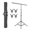 T-Shape Backdrop Stand with 150cm Crossbar & Clamps & Carry Bag
