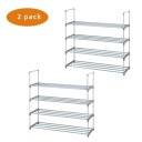 2 Set 4 Tiers Shoe Rack Shoe Tower Shelf Storage Organizer For Bedroom, Entryway, Hallway, and Closet Gray Color