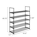5 Tiers Shoe Rack Shoe Tower Shelf Storage Organizer For Bedroom, Entryway, Hallway, and Closet Black Color
