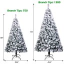 6FT PVC Flocking Christmas Tree 750 Branches Spread Out Naturally Tree