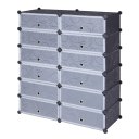 12-Cube Shoe Rack, DIY Plastic Storage Organizer,Modular closet cabinet with Doors