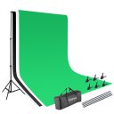 1.6*3m Non-woven Fabrics 2*3m Background Stand Photography Video Studio Lighting Kit Black &