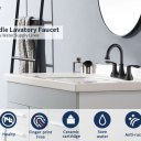 2-Handle 4-Inch Oil Rubbed Bronze Bathroom Faucet, Bathroom Vanity Sink Faucets with Pop-up Drain and Supply Hoses