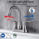 2-Handle 4-Inch Brushed Nickel Bathroom Faucet, Bathroom Vanity Sink Faucets with Pop-up Drain and Supply Hoses