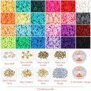 4800Pcs Clay Beads, 24 Colors 6mm Flat Round Beads Polymer Clay Beads Kit with Pendant & Roll Elastic Strings and Letter Beads